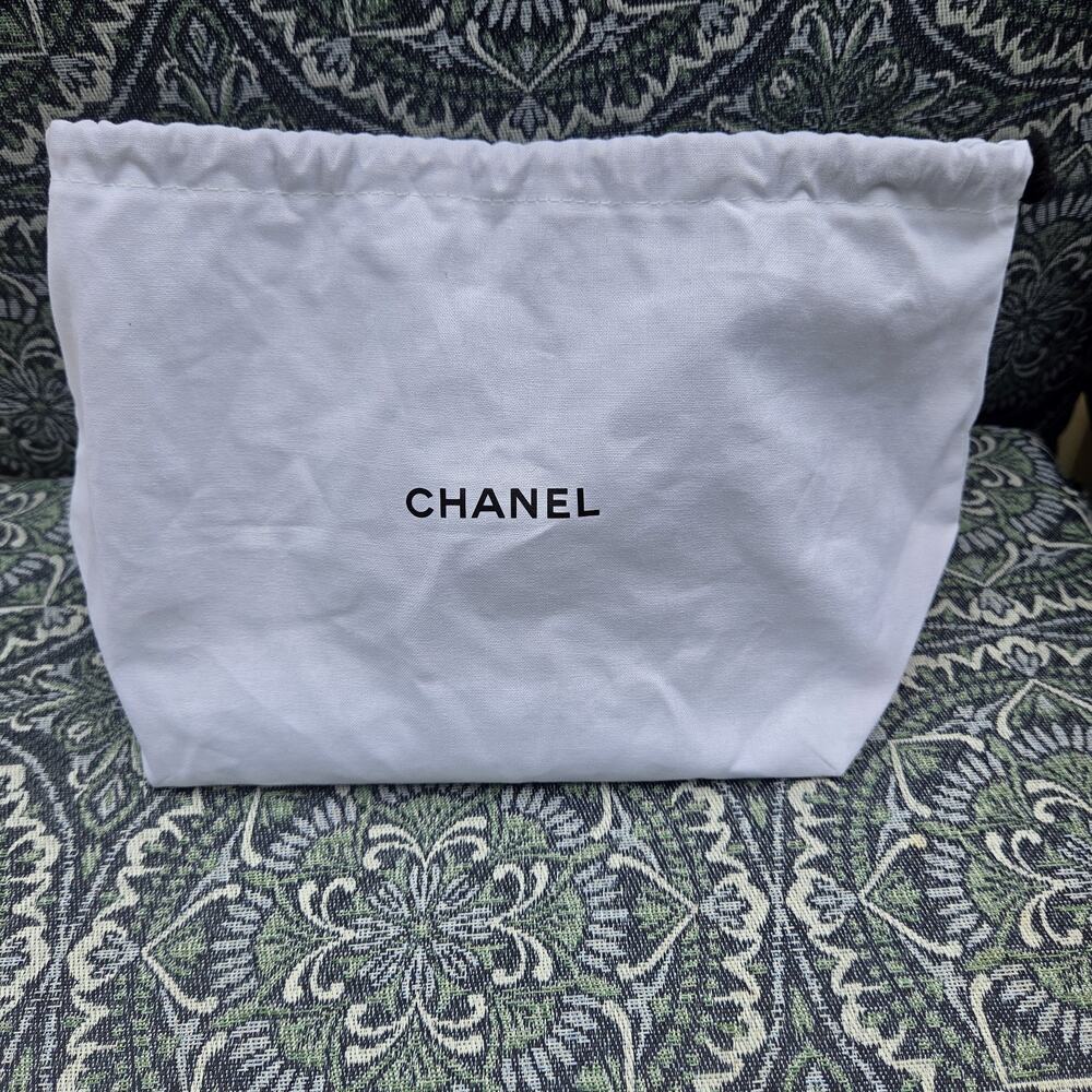 Chanel Cotton Drawstring Dust Bag Pouch White